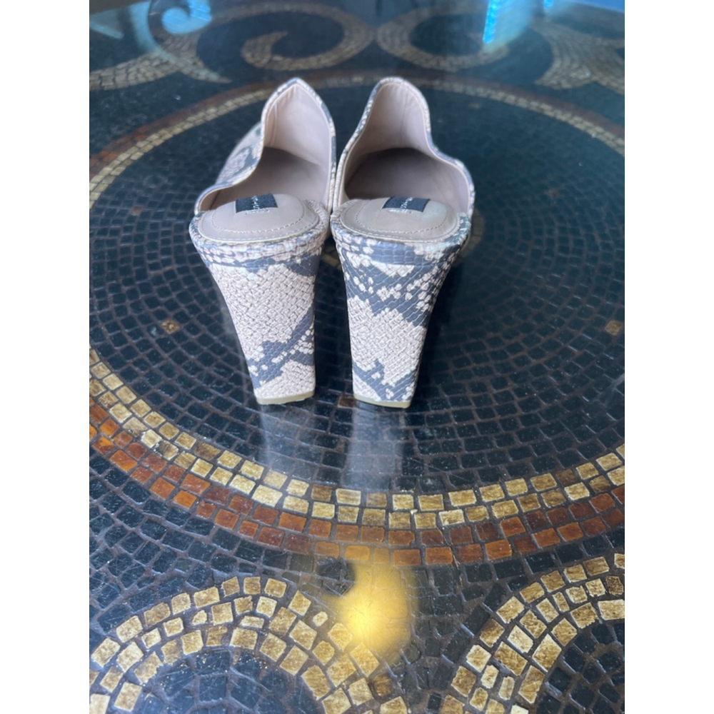 Steven Steve Madden Josette Mule Heels Womens 7.5 Snakeskin Pointed Toe Block He - Picture 3 of 7